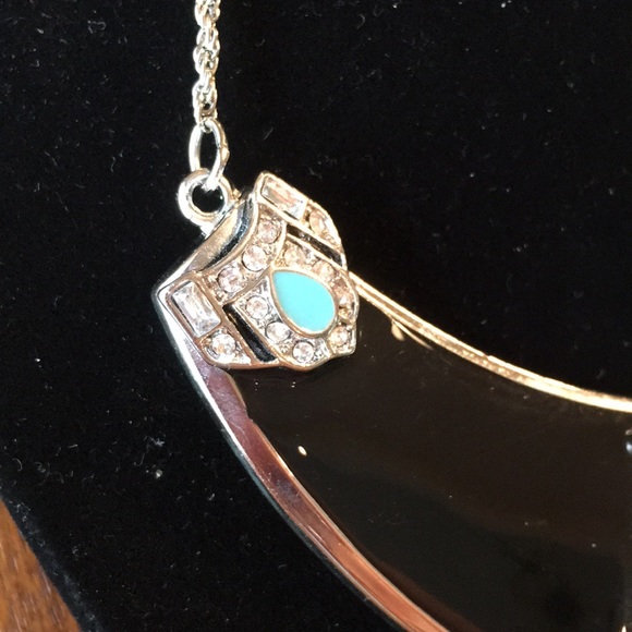 Statement Necklace | Silver & Faux Turquoise - Picture 4 of 13